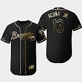 Braves 13 Ronald Acuna Jr Black Gold Flexbase Jersey Dzhi,baseball caps,new era cap wholesale,wholesale hats
